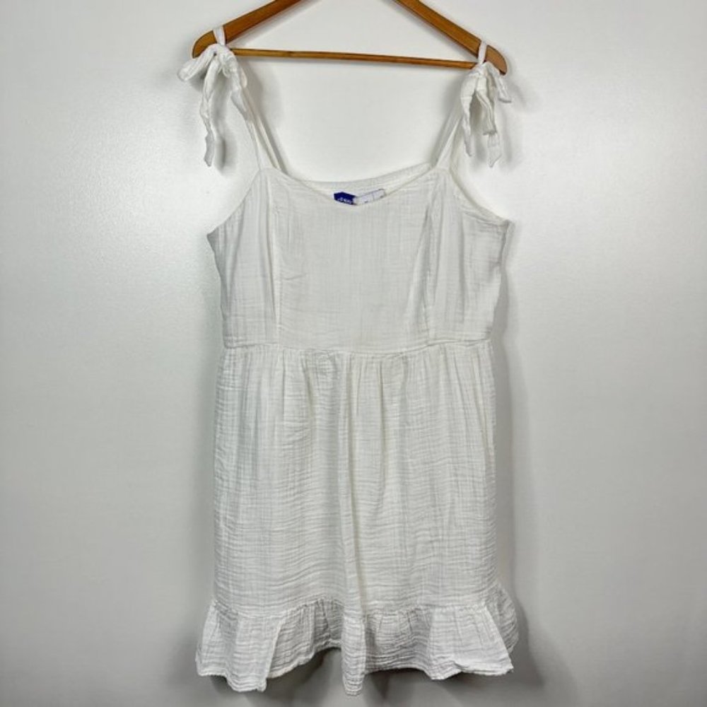 Old Navy Cami Dress Tie Strap White Seersucker Fit Flare White XL